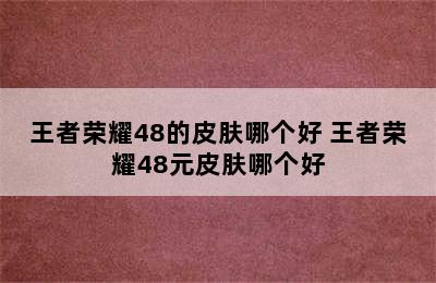 王者荣耀48的皮肤哪个好 王者荣耀48元皮肤哪个好